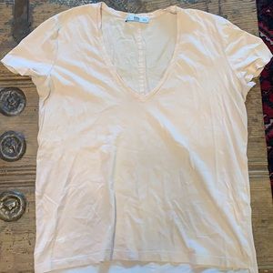 ZARA Baby Pink V Neck Tee